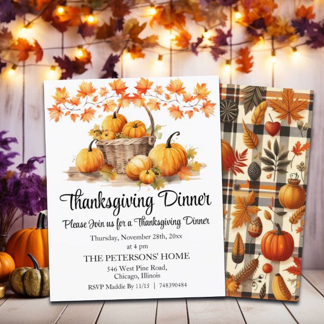 Budget pompoenen Thanksgiving Dinner Invitation (Creator heeft geüpload)