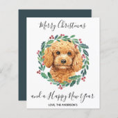 Budget Poodle Chien élégant Joyeux Noël Carte (Devant / Derrière)