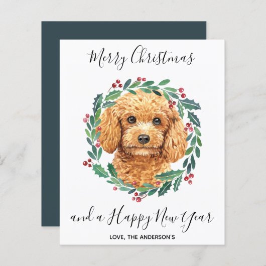 Budget Poodle Chien élégant Joyeux Noël Carte (Devant / Derrière)