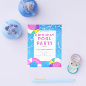 Budget Pool Party Verjaardag Uitnodiging Flyer (Enkel)