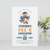 Budget Pre-K Afstuderen Teddy Bear Party Invite (Staand voorkant)