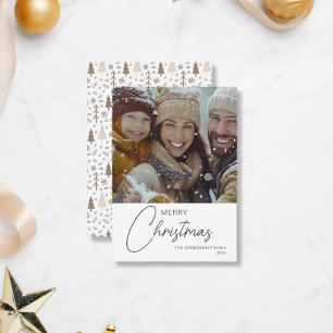 Budget Prettig kerstfeest gezinsfoto kerstkaart Notitiekaartje