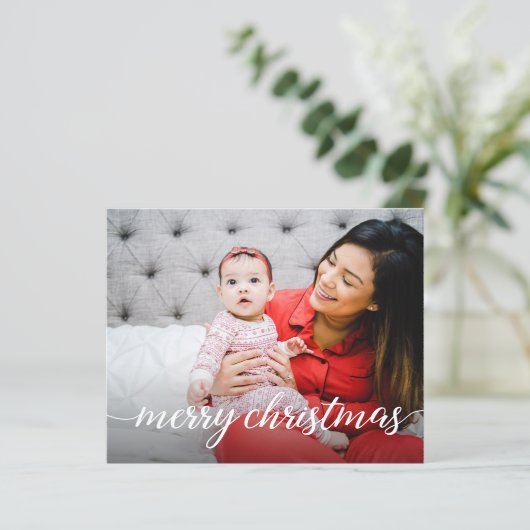 Budget Prettig Kerstfeest Script Custom Foto Moder (Staand voorkant)