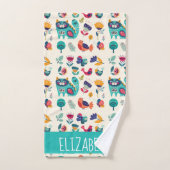 Budget Pretty Girly Cats Folk Art Style AJOUTER LE (Serviette à main)