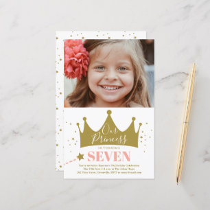 Budget Prinses Roze Moderne Verjaardagsuitnodiging