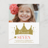 Budget Prinses Roze Moderne Verjaardagsuitnodiging Briefkaart (Voorkant)