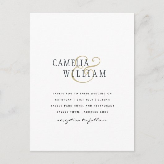 BUDGET Printen or Digital Download Wedding INVITE Briefkaart (Voorkant)