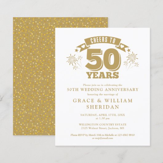 Budget proficiat aan 50e Jubileum Invitation (Voorkant / Achterkant)