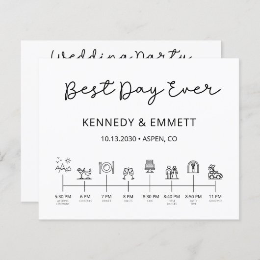 Budget Programme de calendrier du jour de mariage  (Devant / Derrière)