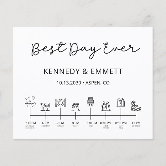 Budget Programme de calendrier du jour de mariage  (Devant)