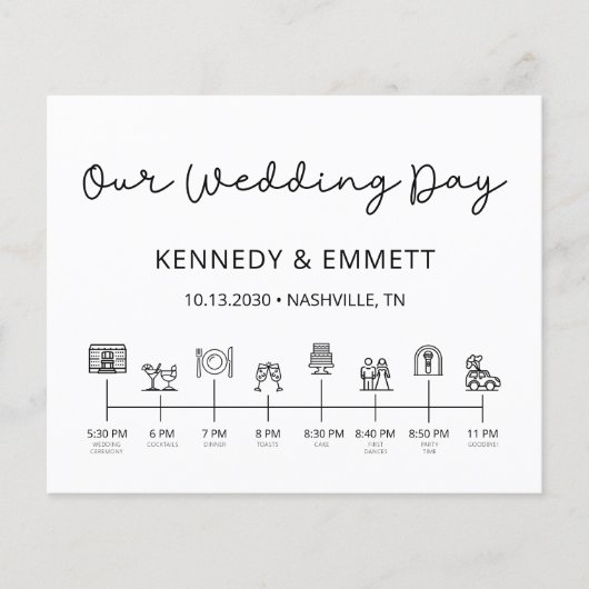 Budget Programme de calendrier du jour de mariage  (Devant)