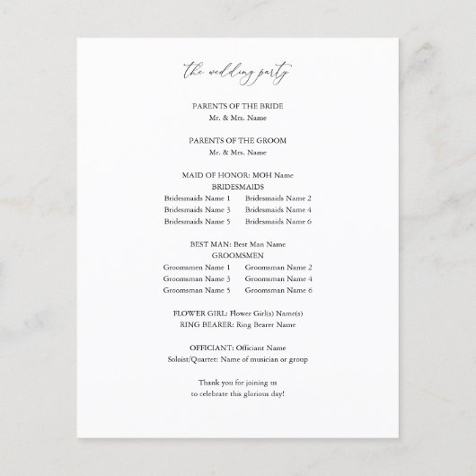 Budget Programme de cérémonie des Mariages de plan (Dos)