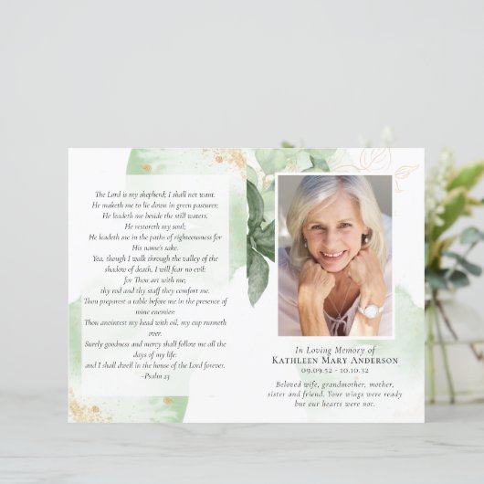 Budget Programme de funérailles vertes de 4 pages (Debout devant)