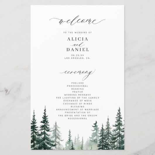 Budget programme de mariage de la forêt de pins de (Devant)