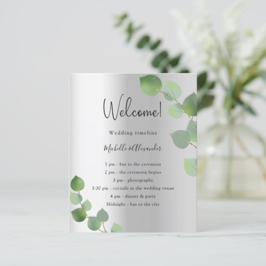 Budget programme de mariage d'eucalyptus argent (Debout devant)