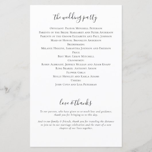 BUDGET Programme de mariage Eucalyptus (Dos)