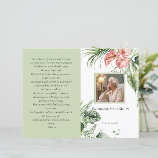 Budget Programme funéraire vert de 4 pages Présent (Debout devant)