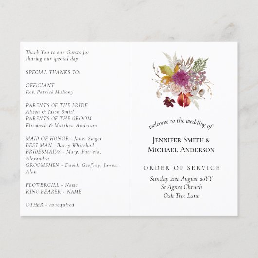 BUDGET Pruim Kaneel Bruiloft Herfst Bloemen (Voorkant)