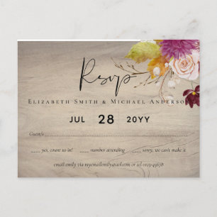BUDGET Pruim Kaneel Bruiloft Herfst Bloemen Briefkaart