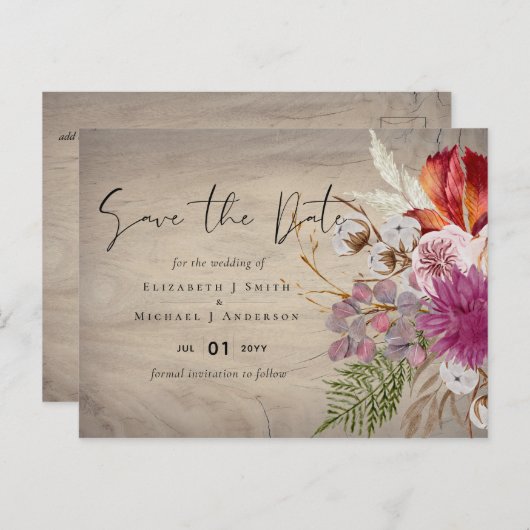 BUDGET Pruim Kaneel Bruiloft Herfst Bloemen Briefkaart (Voorkant / Achterkant)