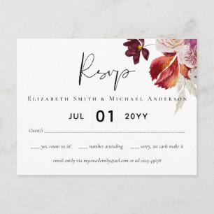 BUDGET Pruim Kaneel Bruiloft Herfst Bloemen Briefkaart