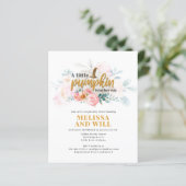 Budget Pumpkin Couples Baby shower Uitnodiging (Staand voorkant)