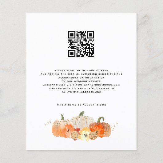 Budget Pumpkin Glitter QR Code Herfst in Liefde Ui (Achterkant)