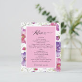 Budget Purple and Pink Floral Wedding  Menu (Debout devant)