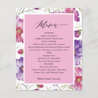 Budget Purple and Pink Floral Wedding  Menu