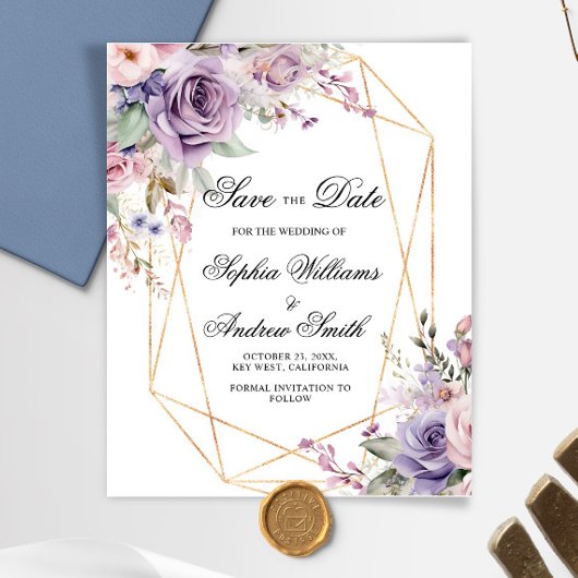 BUDGET Purple & Blush Floral Enregistrer La Carte