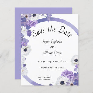 Budget Purple Floral Wedding Enregistrer la carte 
