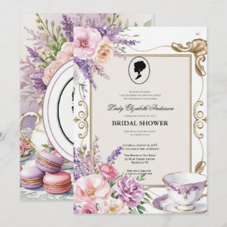 Budget Purple Florals Bridgerton Bridal Shower Kaart