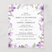 Budget Purple Flowers Simple Wedding Invitation (Voorkant)