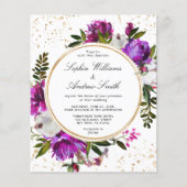 Budget Purple Flowers Wreator Wedding Invitation (Voorkant)