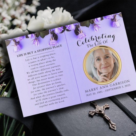 Budget Purple Photo Celebration of Life Programme