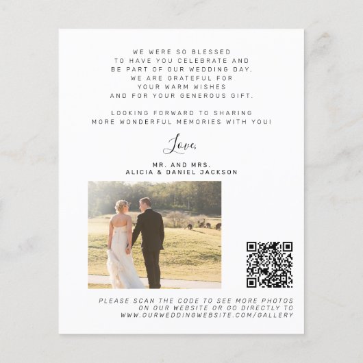 Budget QR CODE 2 fotobruiloft bedankt Flyer (Achterkant)