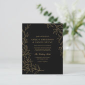 Budget QR Code Black Gold Weduwen uitnodiging (Staand voorkant)