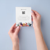 Budget QR CODE bloemige elegante uitnodiging RSVP Flyer (Hand)
