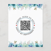 BUDGET QR code blue flower bruiloft uitnodiging (Achterkant)