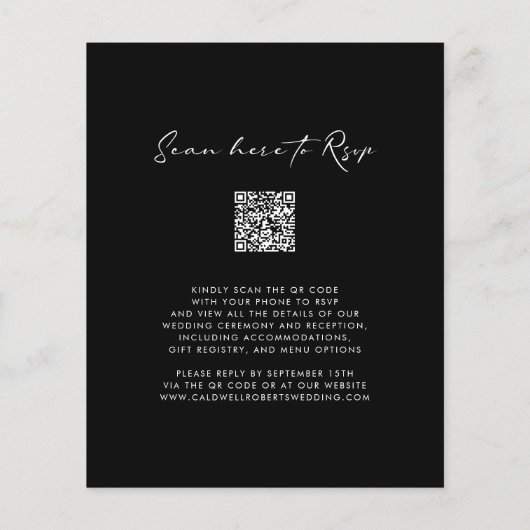 Budget QR Code Calligraphy Black and White Wedding Flyer (Achterkant)