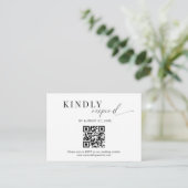 Budget QR Code Classy Zwart Wit Script Bruiloft Informatiekaartje (Staand voorkant)