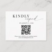 Budget QR Code Classy Zwart Wit Script Bruiloft Informatiekaartje (Voorkant)