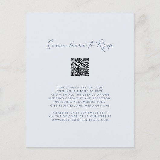 Budget QR Code Deusty Blue Monogram Weddenschap Fl Flyer (Achterkant)