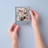 Budget QR Code Dusty Blue bruiloft uitnodiging Flyer (Hand)