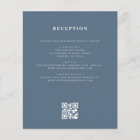 Budget QR-code Dusty Blue Leaf Wedding Invitation (Achterkant)