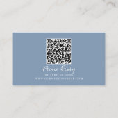 Budget QR Code Dusty Blue Simple RSVP Card Informatiekaartje (Achterkant)