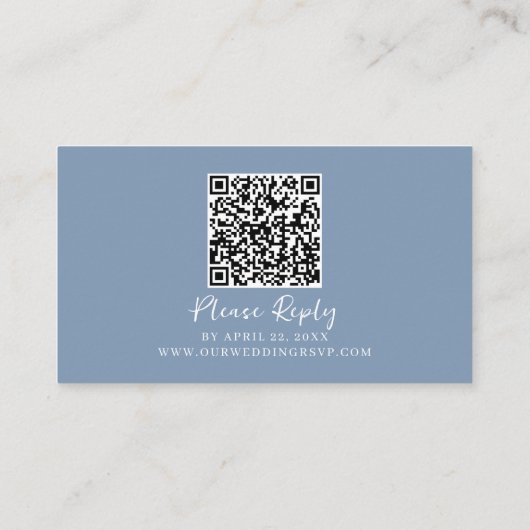 Budget QR Code Dusty Blue Simple RSVP Card Informatiekaartje (Achterkant)