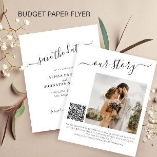 Budget QR-code eenvoudige foto trouwdatum besparen Flyer