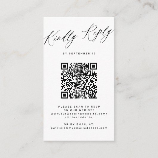Budget QR code eenvoudige minimalistische bruiloft Informatiekaartje (Voorkant)