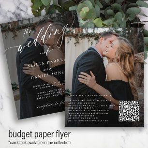 Budget QR CODE elegant 2 foto's trouwuitnodiging Flyer